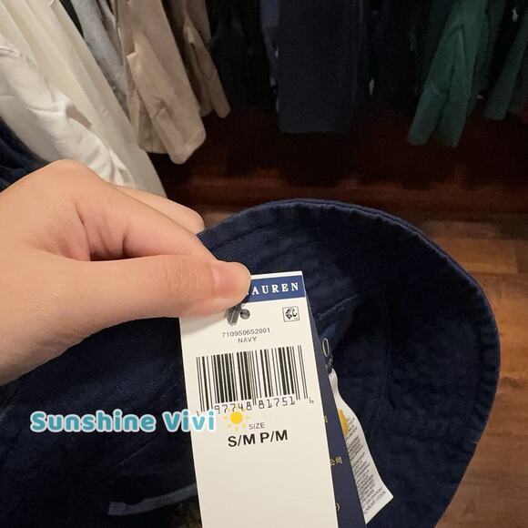 NEW Polo Ralph Lauren Polo Bear Twill Bucket Hat Cap Blue s/m - Picture 2 of 5